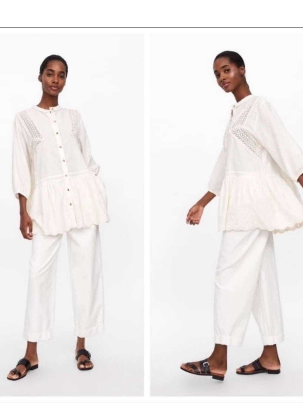 Zara Embroidered Mini Shirt Dress Size L - Picture 2 of 7